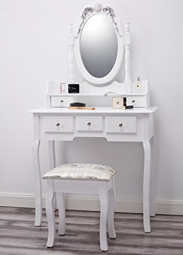 Capri Agtc0010 Chaise Pour Coiffeuse Blanc Meuble Miroir De Chambre A Coucher