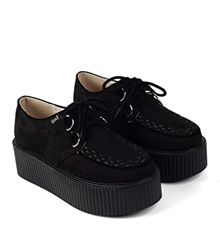 RoseG Femmes Cuir Plate forme Mocassins Gothique Punk Creepers Chaussures 