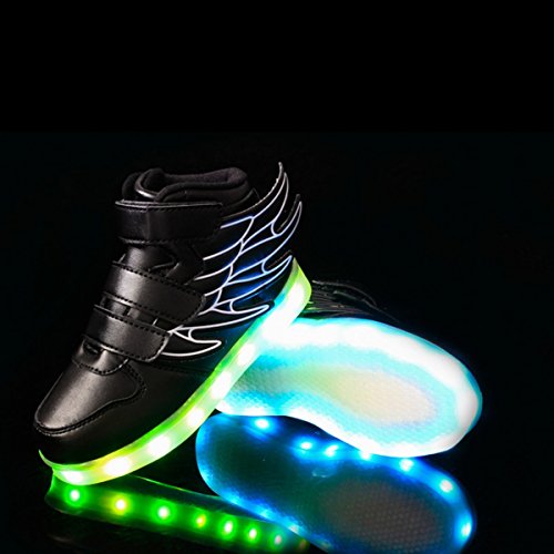Garçon Fille Basket LED Clignotant 7 Couleurs Lumière Lumineuse Chaussures- USB Rechargeable pour Enfant DoGeek 
