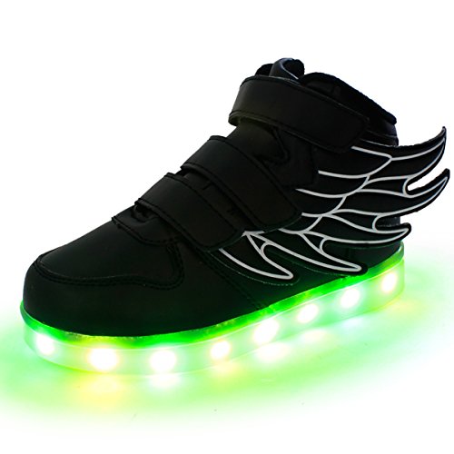 PADGENE Chaussures Enfants Garçon Fille Basket LED Lumineuse 7 Couleurs Clignotants USB Rechargeable Securité Mode Haut Dessus Taille