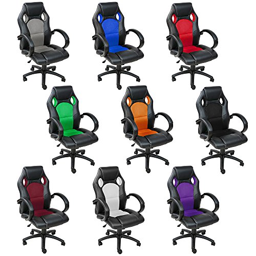 TecTake Chaise fauteuil siège de bureau hauteur réglable sportive diverses couleurs au choix Bleu