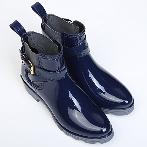 Bottes de Pluie Bottines Cheville Rainboots Bottine de Chelsea Bloc Boots Imperméables Chaussures pour Femme 