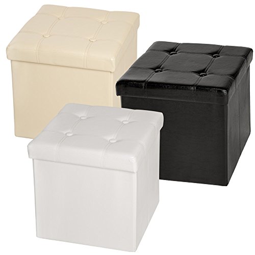 TecTake Tabouret pliant cube pouf dé pliable coffre siège de rangement boîte 76x38x38cm 