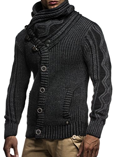 Élégante veste de loisirs Cardigan en tricot à capuche pour homme Visiter la boutique Leif NelsonLeif Nelson LN5605 Coupe ajustée 