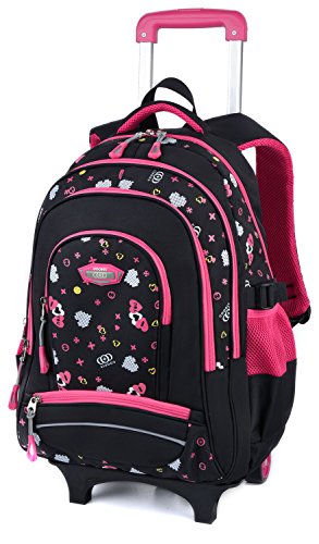 COOFIT Cartable a roulette fille Sac a roulette fille Cartable fille primaire en Nylon Sac ecole fille Cartable enfant primaire Sac a dos fille college 