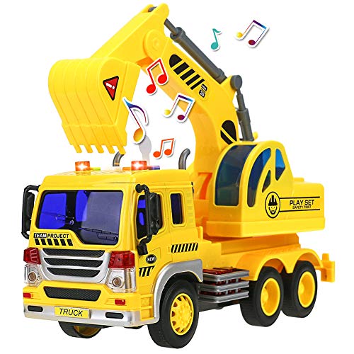 HERSITY Camion Jouet Bétonnière avec Lumières et Son Construction de Voiture Cadeau pour Enfant 