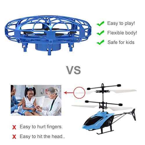 Bleu BDwing Mini Drônes pour Enfants Adultes,UFO Quadcopter Drone de Poche Mouvement Main contrôlée Flying Jouets Avion Interactive Infrarouge Induction Hélicoptère Cadeaux pour garçons et Filles 