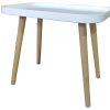 Alsapan Galet Table Basse Scandinave Table d'Appoint Café Bout de Canapé Blanc laqué Piétement en Hévéa Massif  50 x 34 x 43 cm