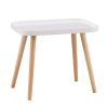 Alsapan Galet Table Basse Scandinave Table d'Appoint Café Bout de Canapé Blanc laqué Piétement en Hévéa Massif  50 x 34 x 43 cm