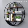 BTdahong Etagère Ronde, Etagère de Rangement en Métal, Etagère Murale, Support Rond Décoratif Vintage 59cm 80cm