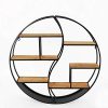 BTdahong Etagère Ronde, Etagère de Rangement en Métal, Etagère Murale, Support Rond Décoratif Vintage 59cm 80cm