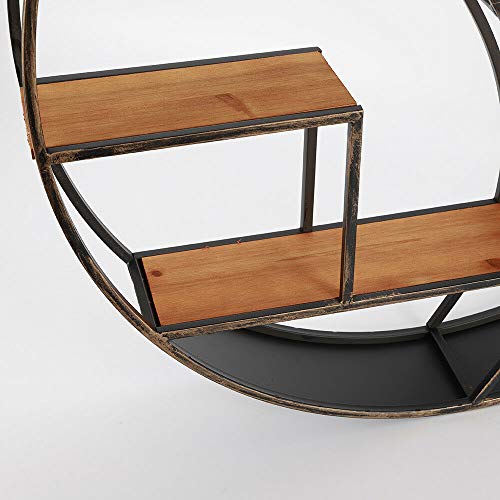 BTdahong Etagère Ronde, Etagère de Rangement en Métal, Etagère Murale, Support Rond Décoratif Vintage 59cm 80cm