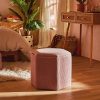 Beautify Tabouret de Rangement Hexagonal en Velours Côtelé Rose - Cordelette - Pouf/Siège/Repose-Pied - pour Dressing, Salle à Manger, Chambre