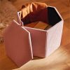 Beautify Tabouret de Rangement Hexagonal en Velours Côtelé Rose - Cordelette - Pouf/Siège/Repose-Pied - pour Dressing, Salle à Manger, Chambre