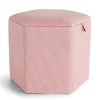 Beautify Tabouret de Rangement Hexagonal en Velours Côtelé Rose - Cordelette - Pouf/Siège/Repose-Pied - pour Dressing, Salle à Manger, Chambre