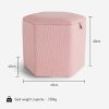 Beautify Tabouret de Rangement Hexagonal en Velours Côtelé Rose - Cordelette - Pouf/Siège/Repose-Pied - pour Dressing, Salle à Manger, Chambre