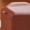 Beautify Tabouret de Rangement Hexagonal en Velours Côtelé Rose - Cordelette - Pouf/Siège/Repose-Pied - pour Dressing, Salle à Manger, Chambre