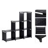 Bibliothèque à Compartiments, Étagère escalier, Meuble de Rangement, Séparateur, pour Salon, Chambre, Salle de Bain, Noir