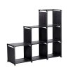Bibliothèque à Compartiments, Étagère escalier, Meuble de Rangement, Séparateur, pour Salon, Chambre, Salle de Bain, Noir