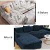 CAVEEN Housse de canapé Extensible en L Housse Protecteur Canapés de 2 pièces - 3 Places + 3 Places Stretch Housses de canapé en Tissu élastique