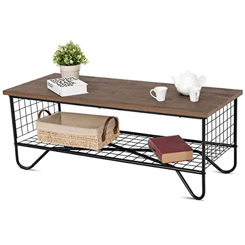 COSTWAY-Table-Basse-Table-Salon-Rtro-Vintage-en-Mtal-et-MDF-Style-Industrielle-Surface-Impermable-avec-tagre-de-Rangement-105x50x415-CM-0-2 COSTWAY Table Basse Table Salon Rétro Vintage en Métal et MDF Style Industrielle Surface Imperméable avec Étagère de Rangement 105x50x41,5 CM