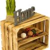 Caisse en bois de pommier flambé avec planche intermédiaire supplémentaire, pour ranger les chaussures ou les livres