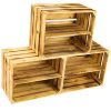 Caisse en bois de pommier flambé avec planche intermédiaire supplémentaire, pour ranger les chaussures ou les livres