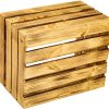 Caisse en bois de pommier flambé avec planche intermédiaire supplémentaire, pour ranger les chaussures ou les livres