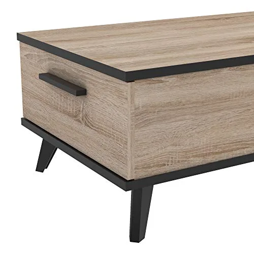 Demeyere-Table-Basse-Design-Style-Industriel-Idal-pour-Votre-Coin-Salon-TV-2-Niches-et-2-Tiroirs-Coulissants-Collection-Wayne-Chne-BrosseNoir-Mat-L-1066-cm-x-P-501-cm-x-H-352-cm-0-1 Demeyere Table Basse Design Style Industriel-Idéal pour Votre Coin Salon TV-2 Niches et 2 Tiroirs Coulissants-Collection Wayne, Chêne Brosse/Noir Mat, L 106,6 cm x P 50,1 cm x H 35,2 cm