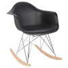 Elightry-Fauteuil--Bascule-sige-en-Plastique-Chaise--Bascule-Pieds-en-Acier-BoisNoir-0 Elightry Fauteuil à Bascule siège en Plastique Chaise à Bascule Pieds en Acier Bois,Noir