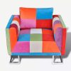 FAMIROSA Damirosa Cube Fauteuil avec Pieds chromés en Tissu Patchwork