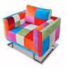 FAMIROSA Damirosa Cube Fauteuil avec Pieds chromés en Tissu Patchwork
