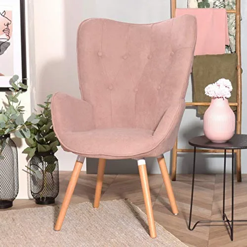 FURNISH1-lgant-Fauteuil-de-Salle--Manger-Fabic-Fauteuil--Bras-de-Support-dappoint-avec-Dossier-Central-Fauteuil-rembourr-de-Loisirs-Moderne-avec-Pieds-en-mtal-plaqu-chne-Rose-0 FURNISH1 Élégant Fauteuil de Salle à Manger Fabic, Fauteuil à Bras de Support d'appoint avec Dossier Central, Fauteuil rembourré de Loisirs Moderne avec Pieds en métal plaqué chêne (Rose)