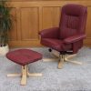 Fauteuil Relax/de Relaxation M56 avec Pouf, Simili-Cuir, Bordeaux