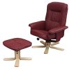Fauteuil Relax/de Relaxation M56 avec Pouf, Simili-Cuir, Bordeaux