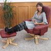 Fauteuil Relax/de Relaxation M56 avec Pouf, Simili-Cuir, Bordeaux