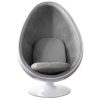 Fauteuil pivotant Oeuf, Egg Chair Coque Blanche/intérieur Tissu Gris. Design 70's.