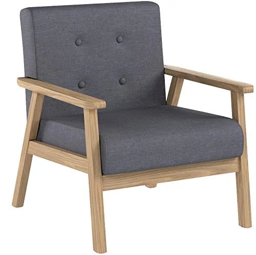 Festnight-Fauteuil-rtro-en-Bois-Gris-0 Festnight Fauteuil rétro en Bois Gris