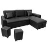 Happy-Garden-Canap-dangle-Convertible-Tony-3-Places-Noir-0 Happy Garden Canapé d'angle Convertible Tony 3 Places Noir