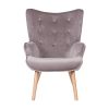 Helsinki-Fauteuil-en-Velours-avec-Pieds-en-Bois-Taupe-0-1 Helsinki Fauteuil en Velours avec Pieds en Bois Taupe