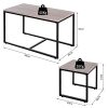 Homcom Lot de 3 Tables Basses gigognes Design Industriel encastrable dim. Grande Table 90L x 45l x 50H cm métal Noir MDF chêne Clair