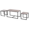 Homcom Lot de 3 Tables Basses gigognes Design Industriel encastrable dim. Grande Table 90L x 45l x 50H cm métal Noir MDF chêne Clair