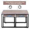 Homcom Lot de 3 Tables Basses gigognes Design Industriel encastrable dim. Grande Table 90L x 45l x 50H cm métal Noir MDF chêne Clair