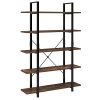 Homfa Étagère de Rangement Bibliothèque à 5 Niveaux Vintage en Bois et Métal Étagère à Fleurs 105.2×33×177.5cm