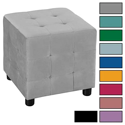 IDIMEX Pouf cubique Bazar Bout de canapé Repose Pieds Tabouret carré en Forme de dé siège avec Assise rembourrée, en Velours capitonné