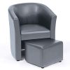 IDMarket-Fauteuil-Cabriolet-et-Repose-Pieds-PU-Gris-0 IDMarket - Fauteuil Cabriolet et Repose Pieds PU Gris