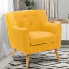 IDMarket - Fauteuil scandinave en Tissu Jaune Moutarde