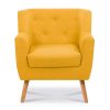 IDMarket - Fauteuil scandinave en Tissu Jaune Moutarde