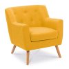 IDMarket - Fauteuil scandinave en Tissu Jaune Moutarde
