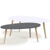 IDMarket-Lot-de-2-Tables-Basses-gigognes-laques-PM-Gris-GM-Blanc-scandinave-0 IDMarket - Lot de 2 Tables Basses gigognes laquées PM Gris GM Blanc scandinave